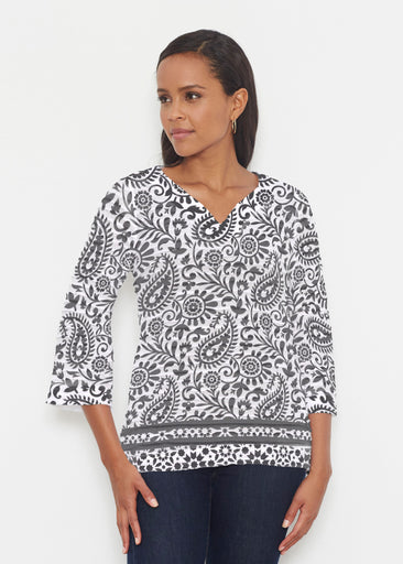 Victoria (14301) ~ Banded 3/4 Bell-Sleeve V-Neck Tunic