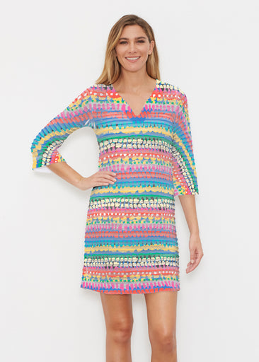 Riviera (14309) ~ Banded 3/4 Sleeve Dress