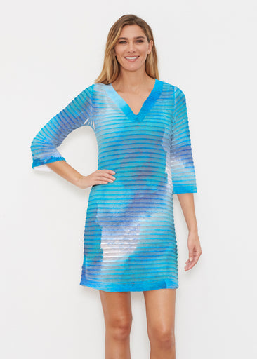 Galaxy Blue (14311) ~ Banded 3/4 Sleeve Dress