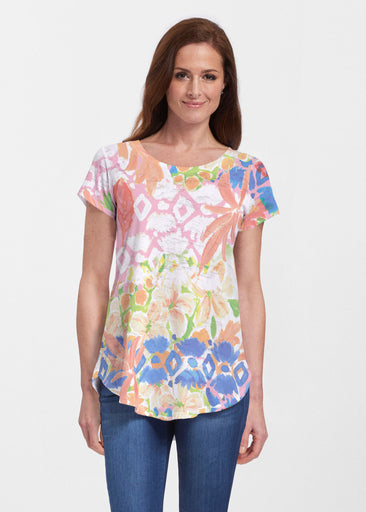 Bali (17254) ~ Short Sleeve Scoop Neck Flowy Tunic