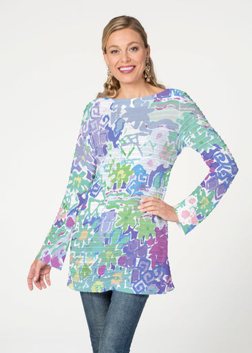 Floral Graffiti (19210) ~ Banded Boatneck Tunic