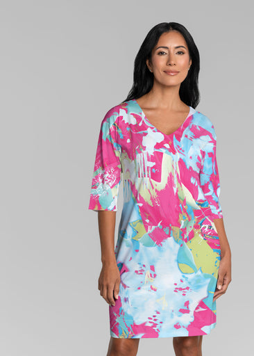Miami Splash (26001) ~ Lucy 3/4 Sleeve V-Neck Dress