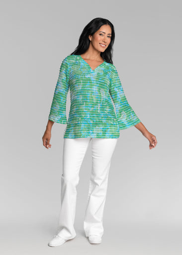 Bali Batik (26003) ~ Banded 3/4 Bell-Sleeve V-Neck Tunic