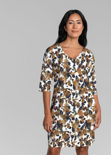 Leo Freehand (26004) ~ Lucy 3/4 Sleeve V-Neck Dress