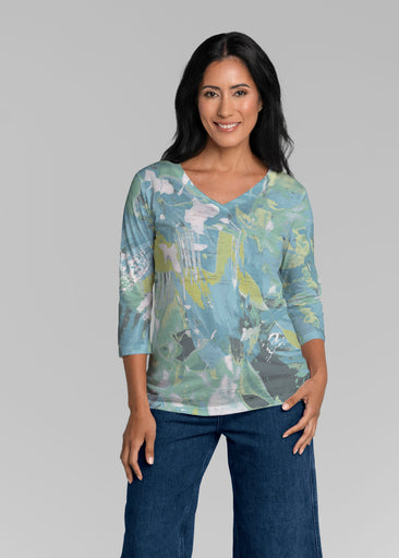 Rain forest Splash (26005) ~ Signature 3/4 Sleeve V-Neck Top