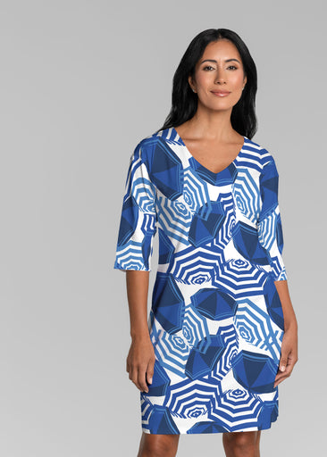 Summer Pop (26006) ~ Lucy 3/4 Sleeve V-Neck Dress