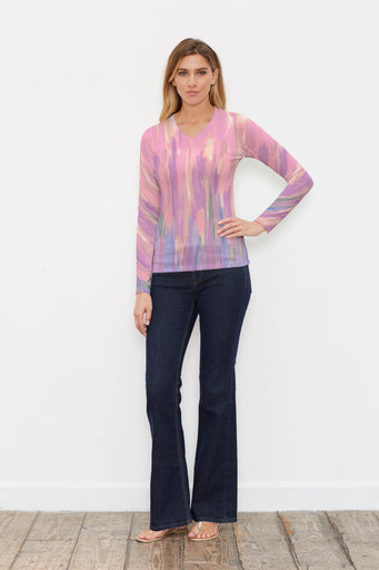 Monets Pallette (26009) ~ Butterknit Long Sleeve V-Neck Top