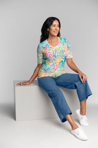 Surfin Safari (26034) ~ Signature Elbow Sleeve V-Neck Top