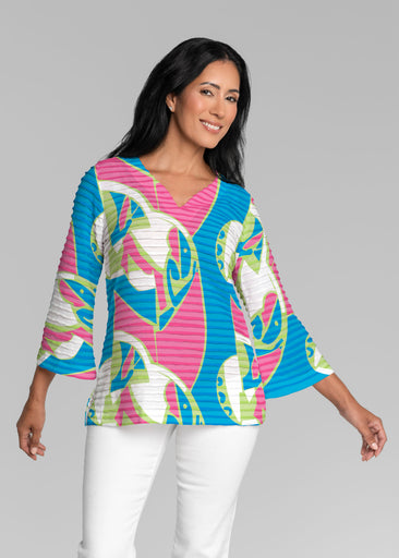 Art Deco (26039) ~ Banded 3/4 Bell-Sleeve V-Neck Tunic