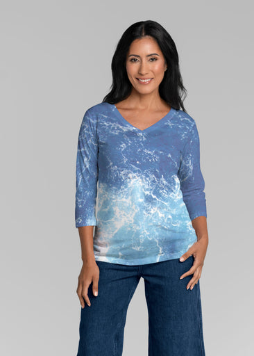 Sea Blue (5098) ~ Signature 3/4 Sleeve V-Neck Top