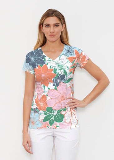 Polly Multi (5272) ~ Signature Cap Sleeve V-Neck Shirt