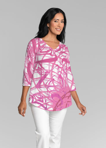 Infinite Pink (5276) ~ V-neck Flowy Tunic