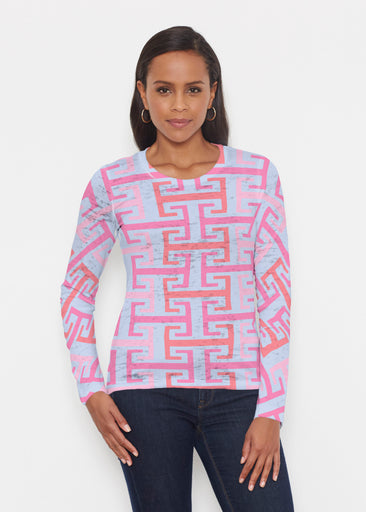 Greek Key Summer (7414) ~ Signature Long Sleeve Crew Shirt