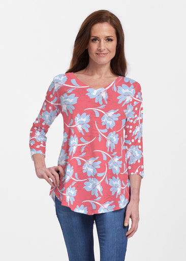 Floral Dot Fourth (8006) ~ V-neck Flowy Tunic