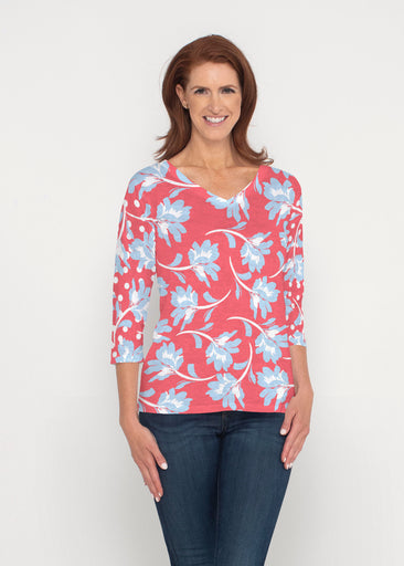 Floral Dot Fourth (8006) ~ Signature 3/4 Sleeve V-Neck Top