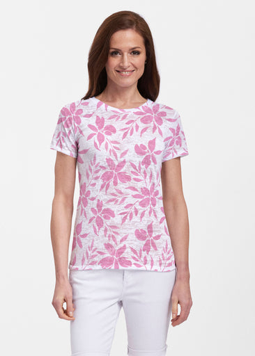 Botanical Pink (8025) ~ Sheer Short Sleeve Crew Shirt