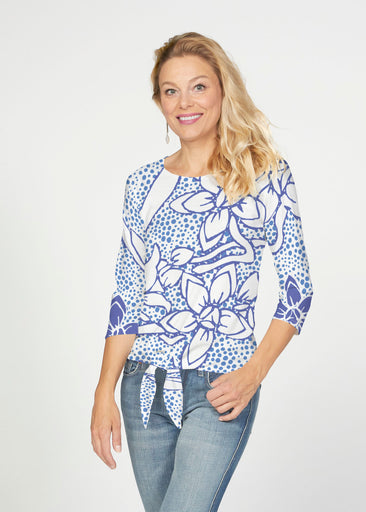 Polka Vine (8111) ~ French Terry Tie 3/4 Sleeve Top