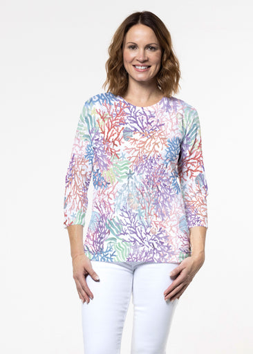 Tropic Coral (8112) ~ Signature 3/4 Sleeve Crew Neck Top