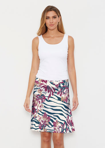 Zebra Posy Navy (8123) ~ Silky Brenda Skirt 21 inch