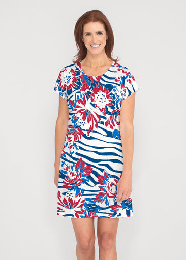 Zebra Posy Red-Blue (8132) ~ Lucy Tee Dress