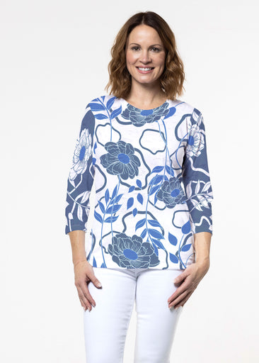 Clarrissa Navy (8138) ~ Signature 3/4 Sleeve Crew Neck Top