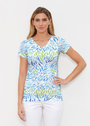 Hotsy Totsy Blue (8143) ~ Signature Cap Sleeve V-Neck Shirt