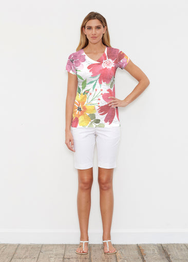 Festive Bloom (8154) ~ Signature Cap Sleeve V-Neck Shirt