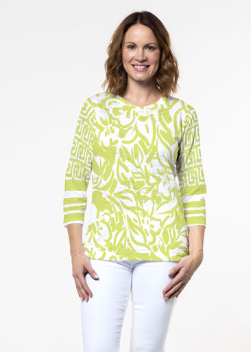 Greek Breeze Lime (8165) ~ Signature 3/4 Sleeve Crew Neck Top