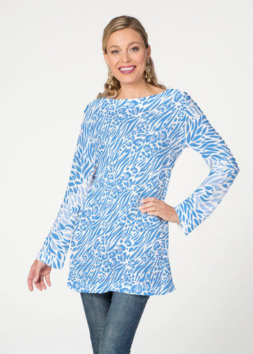 Leo Hotsy Totsy Blue (8166) ~ Banded Boatneck Tunic