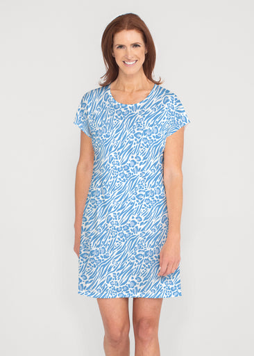 Leo Hotsy Totsy Blue (8166) ~ French Terry Short Sleeve Crew Dress
