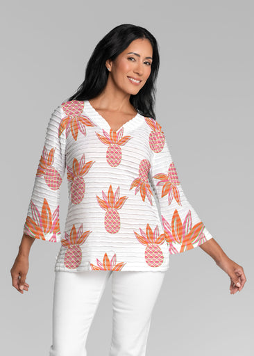 Honolulu (8182) ~ Banded 3/4 Bell-Sleeve V-Neck Tunic