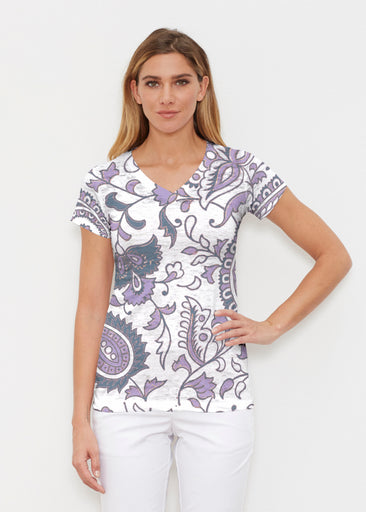 Serena Purple (8188) ~ Signature Cap Sleeve V-Neck Shirt