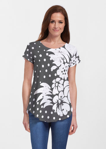 Carlotta Black (8190) ~ Short Sleeve Scoop Neck Flowy Tunic