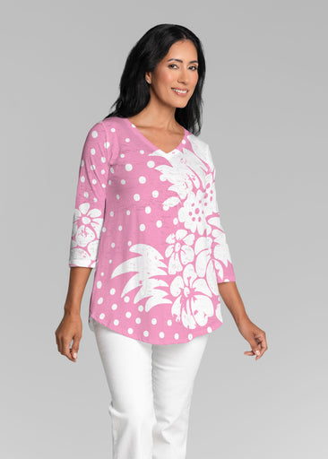 Carlotta Pink (8194) ~ V-neck Flowy Tunic