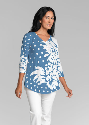 Carlotta Blue (8196) ~ V-neck Flowy Tunic