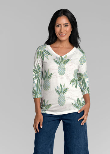 Honolulu Mint (8201) ~ Signature 3/4 Sleeve V-Neck Top
