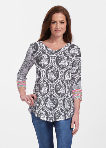 Moonlit Floral (13315) ~ Signature V-neck Flowy Tunic