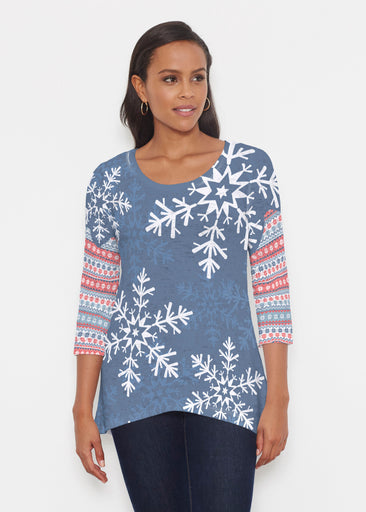Snowflake Navy (13347) ~ Katherine Hi-Lo Thermal Tunic