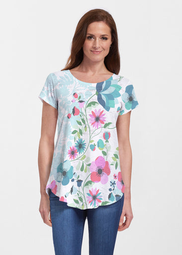 Floral Vines (13420) ~ Signature Short Sleeve Scoop Neck Flowy Tunic