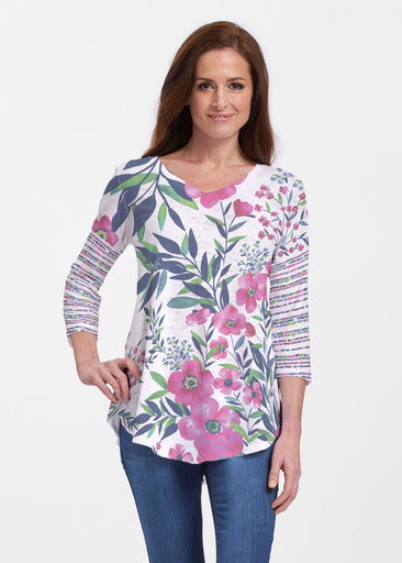 Summer Floral (13423) ~ Signature V-neck Flowy Tunic
