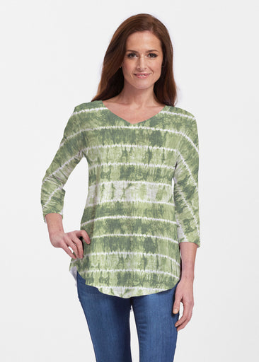 Striation Green (14250) ~ Signature V-neck Flowy Tunic