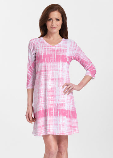 Pink Tie Dye (14254) ~ Classic V-neck Swing Dress