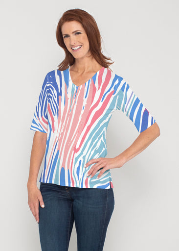 Fruity Stripes (14272) ~ Signature Elbow Sleeve V-Neck Top