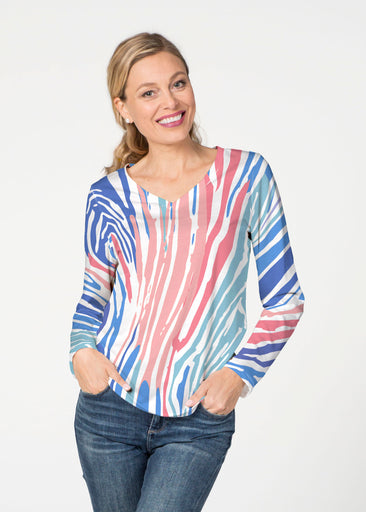 Fruity Stripes (14272) ~ French Terry V-neck Top