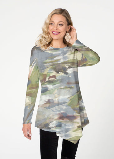 Landscape Green (15033) ~ Asymmetrical French Terry Tunic