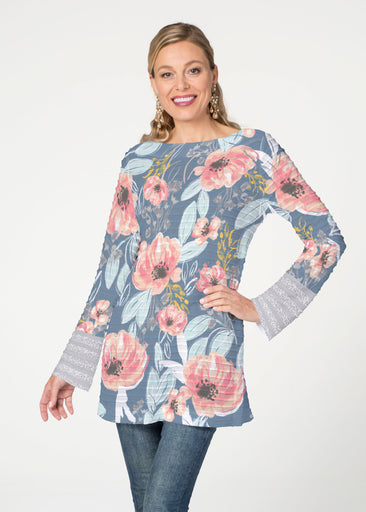 Blossoming Blooms (16226) ~ Banded Boatneck Tunic