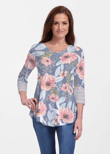 Blossoming Blooms (16226) ~ V-neck Flowy Tunic