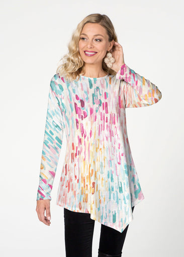 Rainbow Rain (16227) ~ Asymmetrical French Terry Tunic