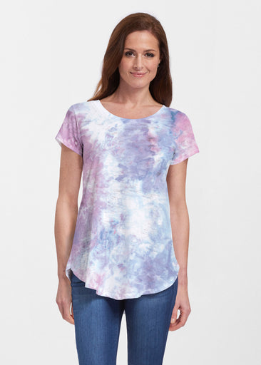 Boho Ice (16230) ~ Short Sleeve Scoop Neck Flowy Tunic