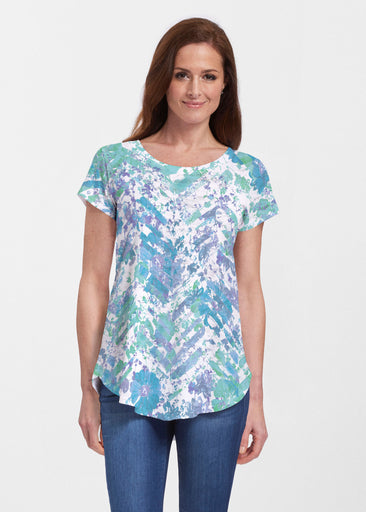 Capizee (16231) ~ Short Sleeve Scoop Neck Flowy Tunic